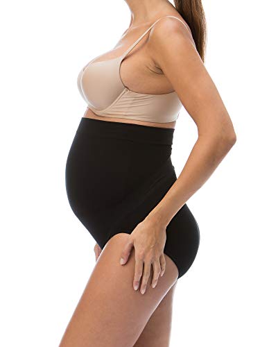 RelaxMaternity 5100 (Negro, M) Bragas de algodón premamá con Soporte Abdominal, Faja de Maternidad