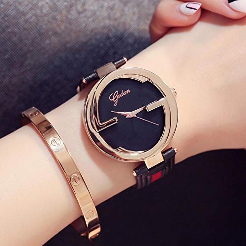 Reloj De Cuarzo Reloj Correa Femenina Tendencia De Moda Simple Dial Grande Reloj Femenino Impermeable Atmósfera Salvaje Reloj De Moda Oro Rosa Banda