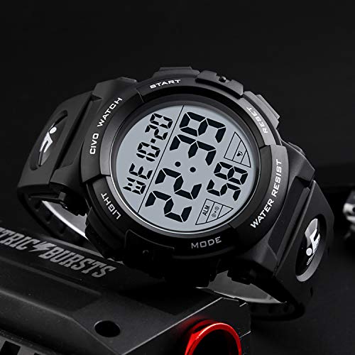 Relojes de Pulsera Digitales Deportivos Militares con Grandes Números a Prueba de Agua hasta 50M Reloj Negro de Pulsera Casual para Hombres de Goma