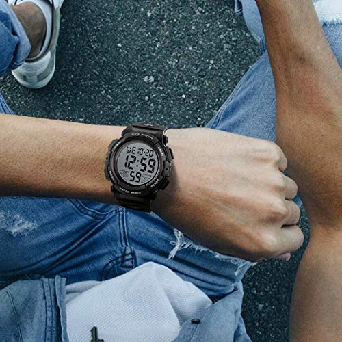 Relojes de Pulsera Digitales Deportivos Militares con Grandes Números a Prueba de Agua hasta 50M Reloj Negro de Pulsera Casual para Hombres de Goma