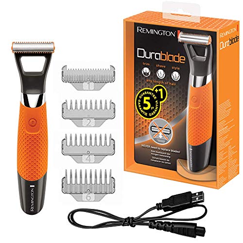 Remington MB050 Durablade - Recortador de barba, perfila, recorta y afeita, no necesita recambios, recargable y resistente al agua, batería