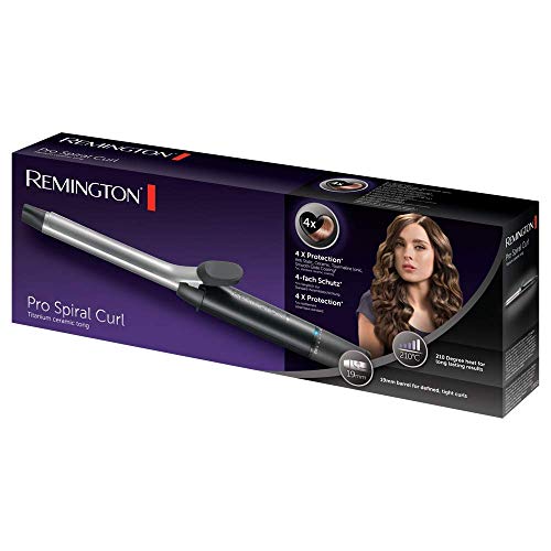 Remington Pro Spiral Curl CI5519 Rizador de pelo, Pinza de 19 mm, Cerámica y Titanio, Punta Fría, Digital, Negro