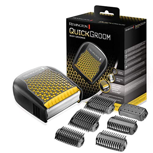 Remington Quickgroom BHT6450 Afeitadora Corporal, Cuchillas Anchas, Inalámbrica, Uso Seco y Mojado, Negro y Amarillo