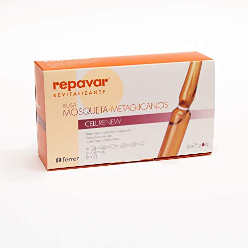 Repavar METAGLICANOS Cellrenew  Serum facial regenerador con Rosa mosqueta. 30 Ampollas monodosis