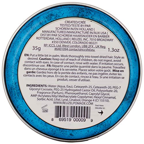 REUZEL Pomade Blue Strong Hold High Sheen Water Soluble, 1 unidad (1 x 35 g)