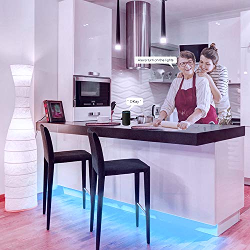 RGB Tira Led Alexa, Uzone WiFi 5050 RGB 5m Luces de Tira LED Impermeable Control de Voz, Compatible con Alexa Echo, Google Home, Controlador y Adaptador de Corriente, Decoración para Home Garden Bar