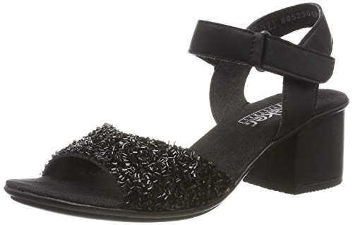 Rieker 64689-00, Sandalias Punta Cerrada para Mujer, Negro (Schwarz/Schwarz 00), 38 EU