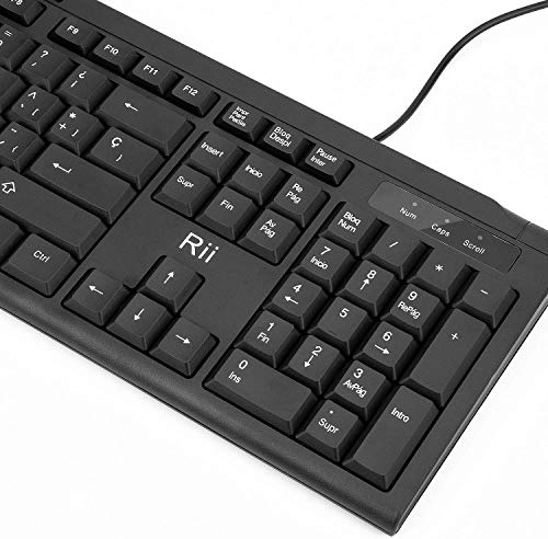 Rii RK907 USB - Teclado con Cable, QWERTY español, Negro