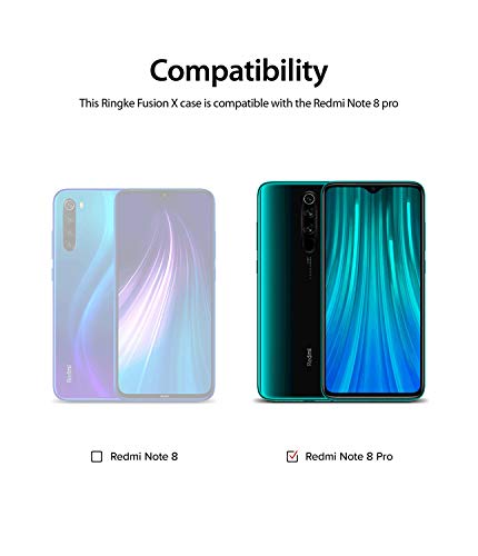 Ringke Fusion-X Diseñado para Funda Xiaomi Redmi Note 8 Pro, Transparente al Dorso Carcasa Redmi Note 8 Pro 6.53" Protección Resistente Impactos TPU + PC Funda para Redmi Note 8 Pro - Turquoise Green