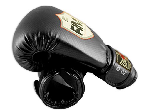 ringmasteruk infantil de boxeo Cuero Sintético Guantes de entrenamiento de boxeo boxeo guante negro, hombre mujer Infantil, negro