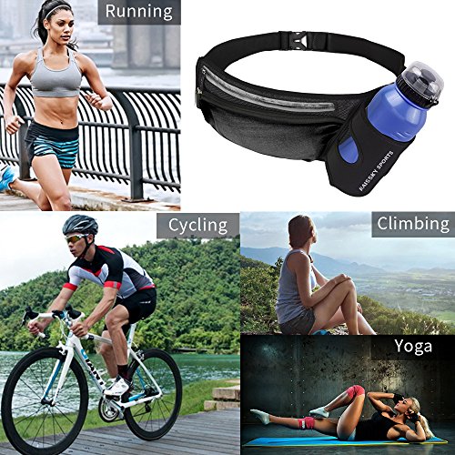 Riñonera Running cintura cinturón deportiva Belt botella titular Fitness impermeable cintura bolsa de transporte para Correr, ciclismo viajar senderismo y Bum Bag bolsa para iPhone Samsung Smartphones