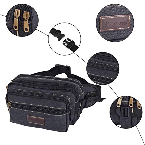 Riñoneras Deportivas de Gran Capacidad SUNSEATONRiñoneras Running Bolsa de Cintura para Hombres y Mujeres (Negro)