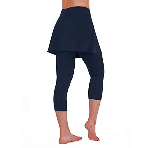 RISTHY Leggins para Damas Vestidos Falda Deportivos Pantalones 3/4 Largos Yoga Ejercicio Gimnasio Pantalón de Deportes Correr Entrenamiento Fitness Transpirables Cintura Alta Push Up