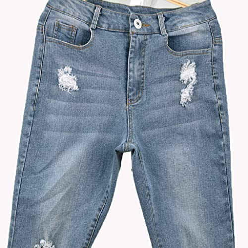 RISTHY Pantalones Jeans Rotos Vaqueros Push Up Vaqueros Elásticos Pantalones de Cintura Alta Straight Denim Pants Sexy Pantalones lápiz Pantalones de Mezclilla Casual para Mujer