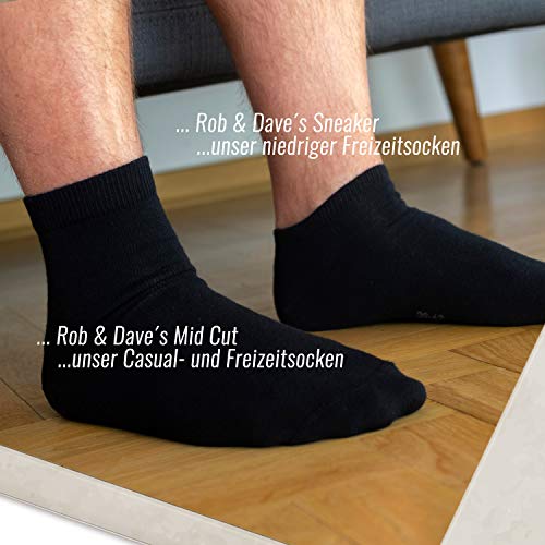 Rob & Dave's Calcetines de deporte corte bajo - 5 pares - Material certificado no tóxico - Negro blanco - Calcetines hombres y calcetines mujer - Calcetines deporte sin costuras incomodas ni opresión