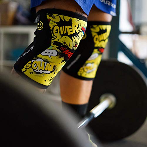 Rodilleras YELLOW FUN (2 unds) - 5mm Knee Sleeves - Halterofilia, deporte funcional, CrossFit, Levantamiento de Pesas, Running y otros deportes. UNISEX AMARILLO 1 PAR (M)