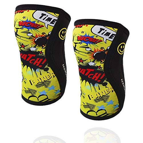 Rodilleras YELLOW FUN (2 unds) - 5mm Knee Sleeves - Halterofilia, deporte funcional, CrossFit, Levantamiento de Pesas, Running y otros deportes. UNISEX AMARILLO 1 PAR (M)