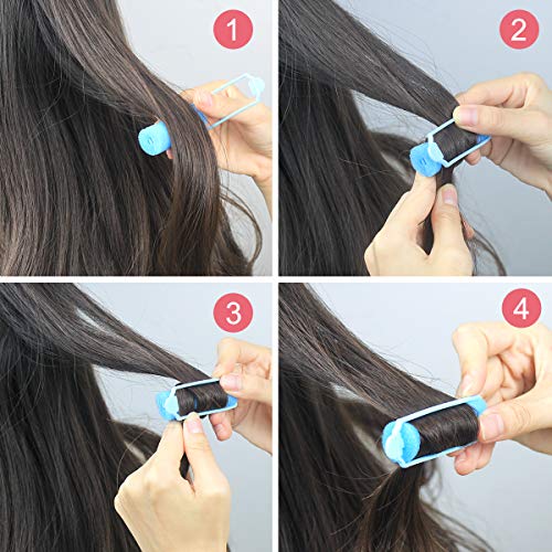 Rodillos de pelo de Esponja, 32 Piezas 3cm Suave Rulos para el Cabello, Bigudí de Espuma Herramienta de Rizado para Mujeres Muchachas y Niños Peinado de Bricolaje, 4 Colores