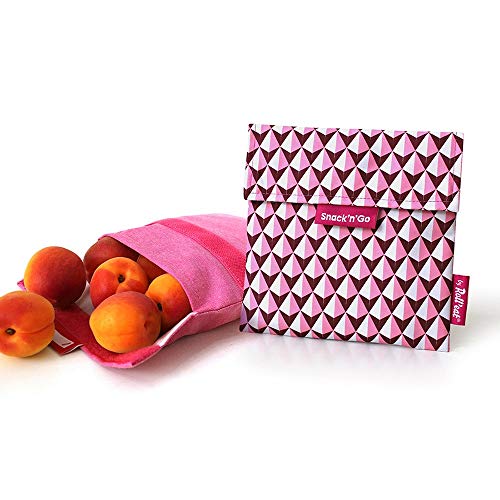 Roll'eat - Snack'n'Go Tiles Bolsa Merienda Porta Sandwich Ecológica y Reutilizable sin BPA, Rosa