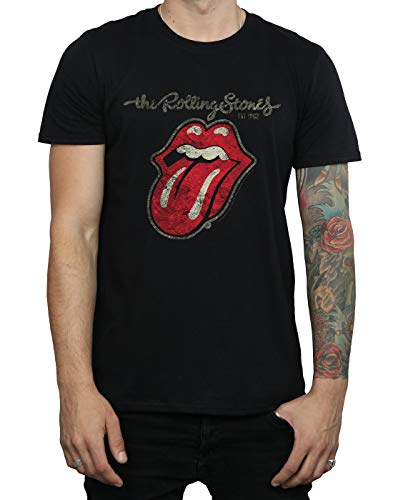 Rolling Stones The Plastered Tongue Camiseta, Negro (Black Black), XX-Large para Hombre