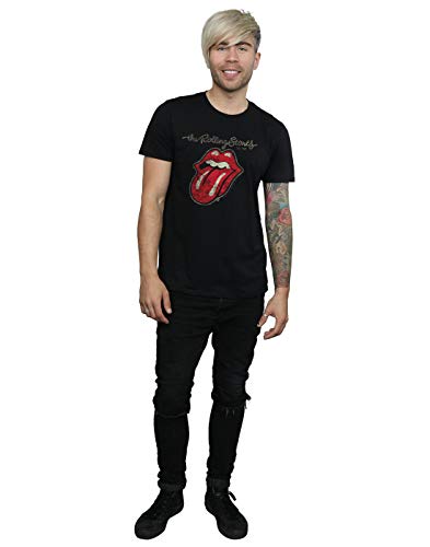 Rolling Stones The Plastered Tongue Camiseta, Negro (Black Black), XX-Large para Hombre