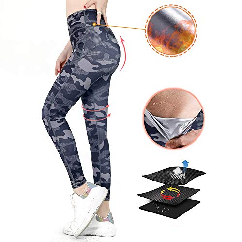 ROOTOK Mujer Pantalones Largos Deportivos de Camuflaje Leggings para Running, Yoga y Ejercicio (XL)