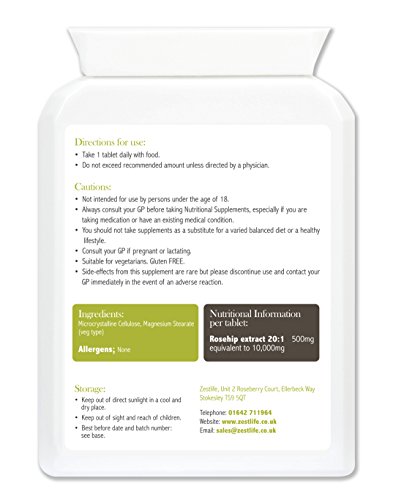 ROSA MOSQUETA 2000mg 2 x 60 de alto contenido de vitamina C , contiene vitaminas A , B y D , flavonoides antioxidantes y ácidos grasos esenciales . Propiedades anti - inflamatorias que ayudan en la osteoartritis y la artritis reumatoide. Contiene esterole