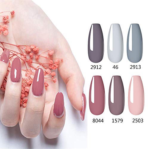 ROSALIND Esmaltes Semipermanentes 6PCS Otoño e Invierno UV Gel Rosa Desnudo Gris Serie de Colección Salon level Gel de uñas de larga duración 10ML