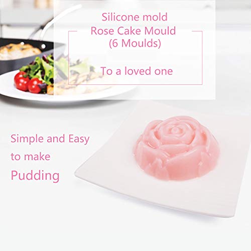 Rose Molde de silicona multifuncional de 6 cavidades, molde de pastel, molde de chocolate, molde de jabón hecho a mano, moldes de jabón de silicona, para hacer su propio muffin, mousse, pudín etc