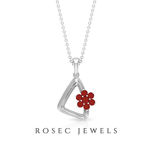 Rosec Jewels 18 quilates oro blanco redonda Red Ónice rojo