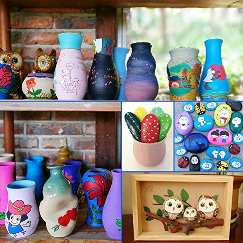 Rotuladores De Pintura Acrílica,YITHINC Juego De 18 Rotuladores para Pintar en Piedra, Cerámica, Porcelana, Vidrio, Guijarros, Tela, Lienzo, Madera y Diseño De Tazas Personalizadas