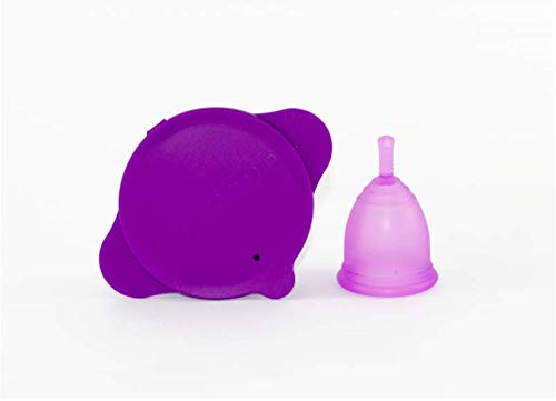 Ruby Clean - Vaso esterilizador plegable de silicona para copas menstruales – Se ajusta a la mayoría de copas menstruales – Se utiliza en microondas/horno (copa no incluida)- VIOLETA