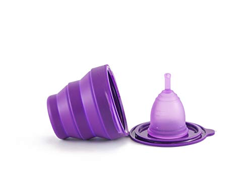 Ruby Clean - Vaso esterilizador plegable de silicona para copas menstruales – Se ajusta a la mayoría de copas menstruales – Se utiliza en microondas/horno (copa no incluida)- VIOLETA