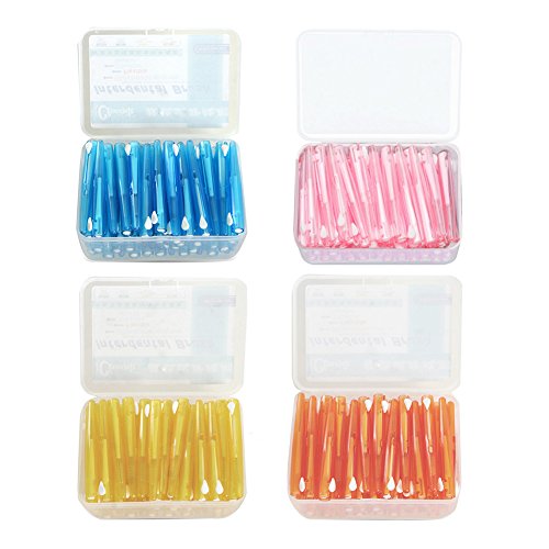 Ruier-hui Cepillos Interdentales Palillo Interdental(60 pcs) Palillos Dentales Palillo de Dientes Cepillo Dental Limpiardor de Dientas Hilo Interdental (Rosa)