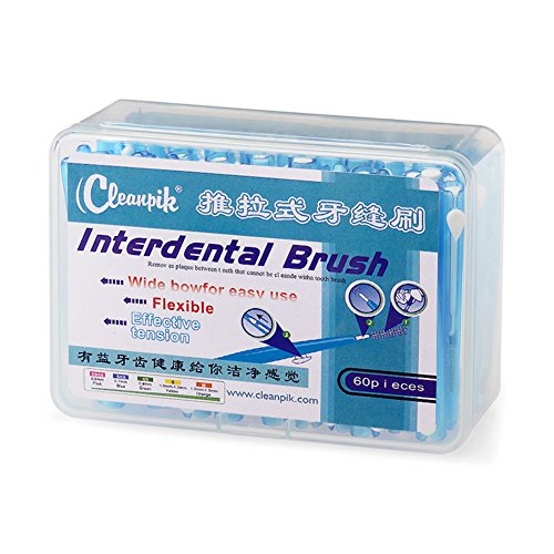 Ruier-hui Cepillos Interdentales Palillo Interdental(60 pcs) Palillos Dentales Palillo de Dientes Cepillo Dental Limpiardor de Dientas Hilo Interdental (Rosa)