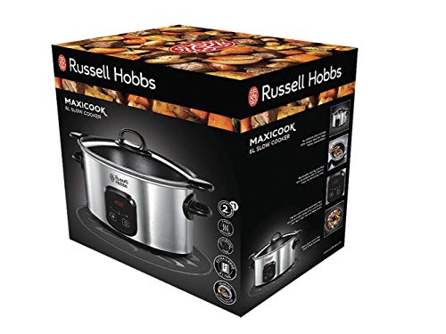 Russell Hobbs Maxicook - Olla de Cocción Lenta (200 W, 6l, Plata, Olla Baja Temperatura Digital) - ref. 22750-56