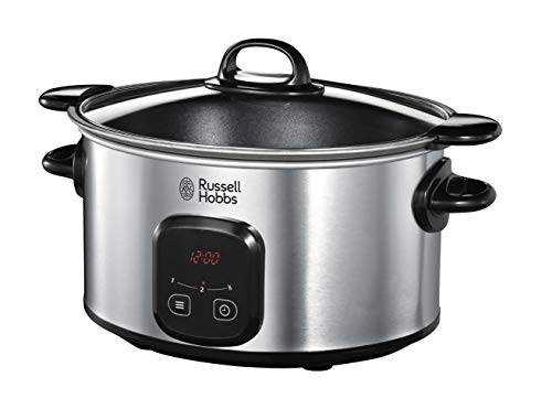 Russell Hobbs Maxicook - Olla de Cocción Lenta (200 W, 6l, Plata, Olla Baja Temperatura Digital) - ref. 22750-56