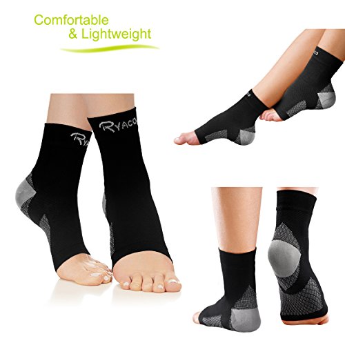 Ryaco Medias de Compresión para la Fascitis Plantar (2 Pares), Compresión Graduada de Alta Tecnología 7 Zonas. Fascitis Plantar pie Arch Support Calcetín/Funda para Hombre y Mujer Aliviar el Dolor