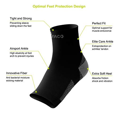 Ryaco Medias de Compresión para la Fascitis Plantar (2 Pares), Compresión Graduada de Alta Tecnología 7 Zonas. Fascitis Plantar pie Arch Support Calcetín/Funda para Hombre y Mujer Aliviar el Dolor