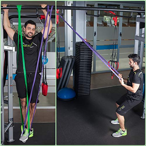 Ryher Banda elástica de Resistencia para dominadas - Banda de Ejercicios para Fitness, Crossfit, Asistente para pullups o Levantamiento de Pesas (Individual #4 Morada - de 16 a 38,5 kg)