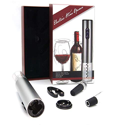 Sacacorchos Eléctrico Abridor de Vino alimentado por tapón de vino vacío cortador de papel de aluminio vertedor de vino vertedor de vino extraíble batería Electric Wine Opener Set(batería no incluida)