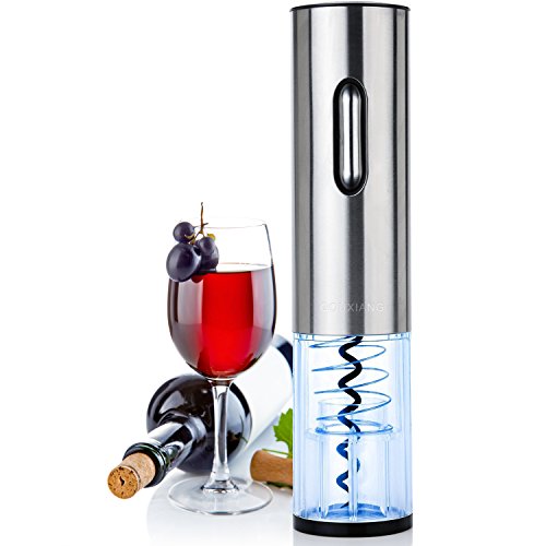 Sacacorchos Eléctrico - LOUISWARE Recargable Automático Abridor de Botellas de Vino, Acero Inoxidable Profesional Abrelatas de Vino Set con Cortador de Hoja