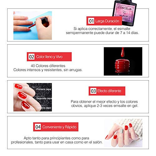 Saint-Acior Kit Uñas de Gel 20PCS Esmalte Semipermanente Soak-off 8ml UV/LED Lámpara 36W Secador de Uñas Primer Uñas Top Coat Base Coat Kit para Manicura Pedicura