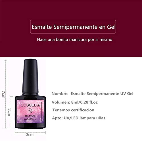 Saint-Acior Kit Uñas de Gel Esmalte Semipermanente Soak off 8ml UV/LED 36W Secador de Uñas Pulidor de Uñas Top Coat Base Coat Kit para Manicura Pedicura