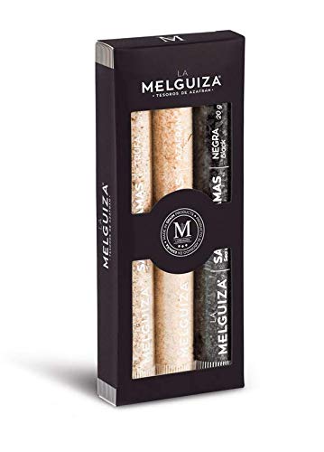 Sal en Escama, Pack de Tres Diferentes Tubos de Condimentos, Trufa, Azafrán y Sal Negra, regalo gourmet (60 Gr)