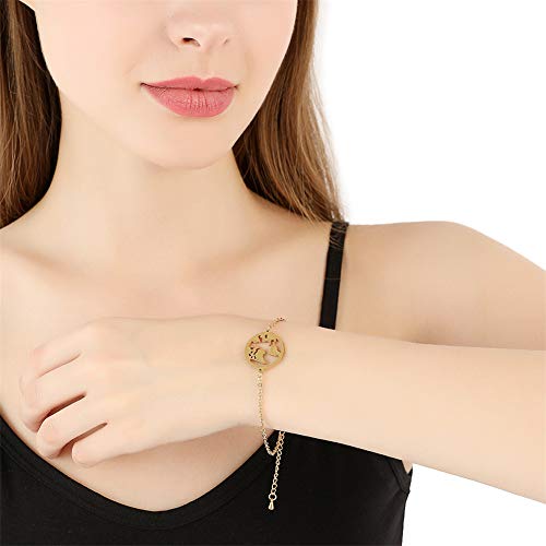 Salefun - Pulsera de acero inoxidable con diseño de mapamundi para mujer