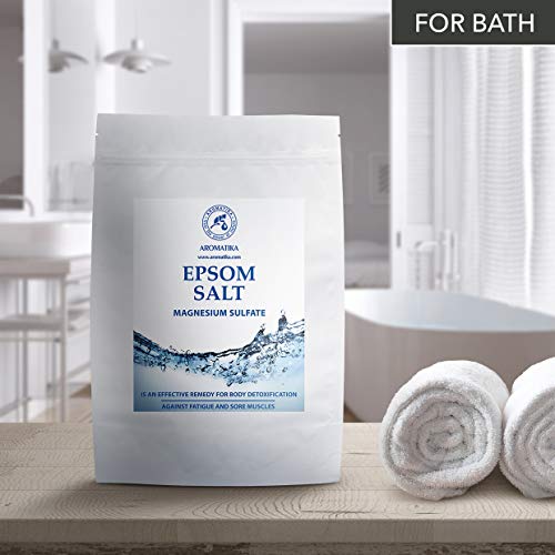 Sales de Baño 1kg - Sal de Epsom 1000g - 100% Pura & Natural - Fuente Concentrada de Magnesio - Relajación & Recuperación Muscular - Desintoxicación - Cuidado del Cuerpo - Cura - Mejor Buen Sueño