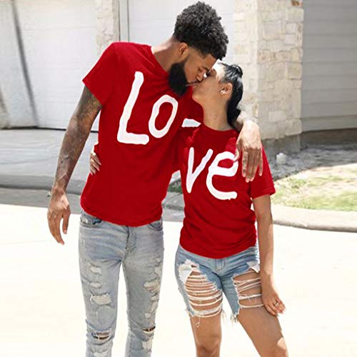 San Valentín Amante Pareja Camiseta,ZODOF Camiseta Ancha t-Shirt Amante Manga Corta Cuello Redondo Carta de Amor Impresa Camisetas Tops Blusas Talla Grande Verano Valentine's Day Regalo(Hombres)