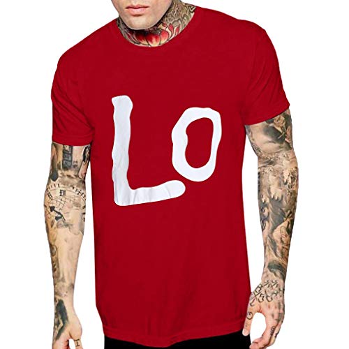 San Valentín Amante Pareja Camiseta,ZODOF Camiseta Ancha t-Shirt Amante Manga Corta Cuello Redondo Carta de Amor Impresa Camisetas Tops Blusas Talla Grande Verano Valentine's Day Regalo(Hombres)