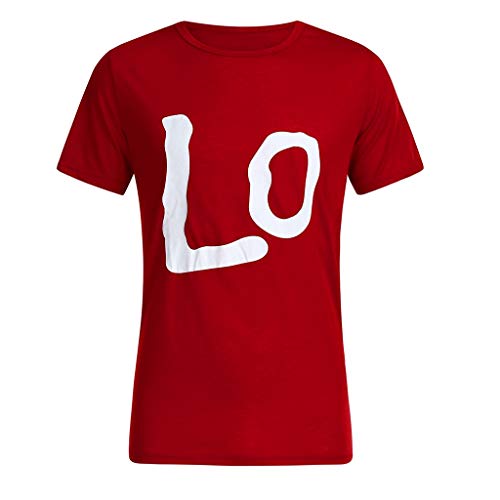 San Valentín Amante Pareja Camiseta,ZODOF Camiseta Ancha t-Shirt Amante Manga Corta Cuello Redondo Carta de Amor Impresa Camisetas Tops Blusas Talla Grande Verano Valentine's Day Regalo(Hombres)